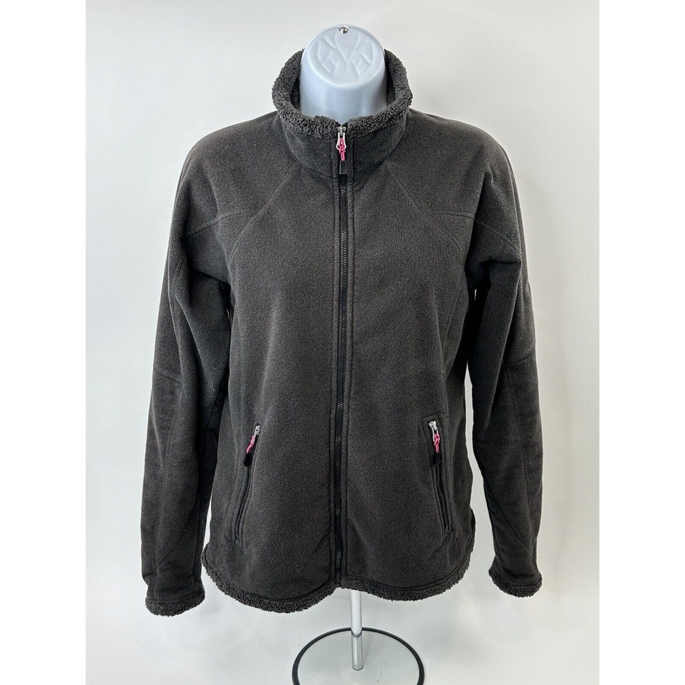 VTG Nike ACG Fleece Thermal Jacket Women Medium Charcoal Full Zip Sherpa Lined